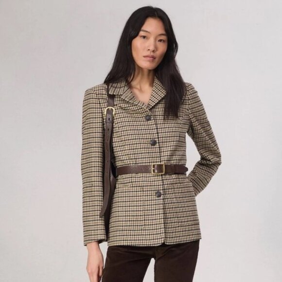 Rag & Bone Medium Drew Italian Houndstooth Blazer Black Brown - Picture 1 of 11